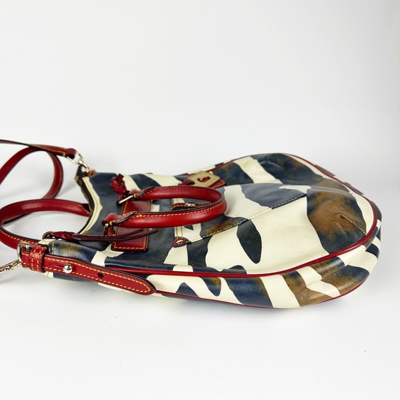 Dooney & Bourke Zebra Print Red Leather Hobo Western Satchel Crossbody Bag Purse - Picture 6 of 16